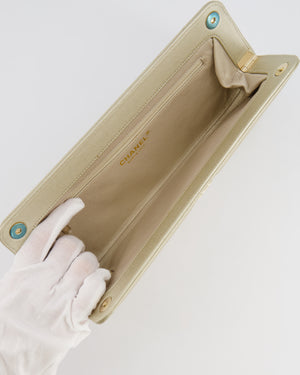 Chanel Gold Caviar Leather Quilted Clutch Bag with Champagne Gold Hardware