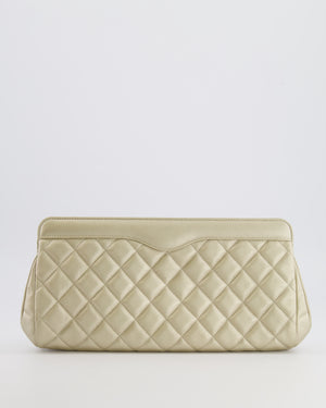 Chanel Gold Caviar Leather Quilted Clutch Bag with Champagne Gold Hardware