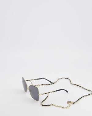Chanel CH4274Q Gold and Black Butterfly Chain Sunglasses with Charm Details