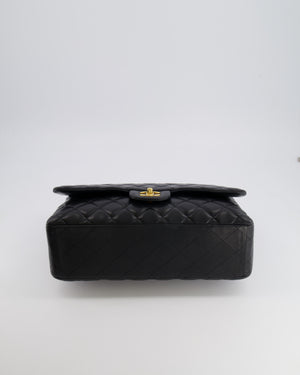 Chanel Black Maxi Single Flap Bag in Black Lambskin Leather with Gold Hardware
