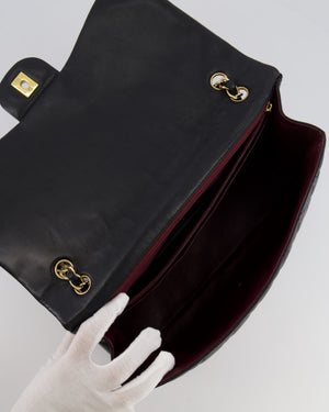 Chanel Black Maxi Single Flap Bag in Black Lambskin Leather with Gold Hardware