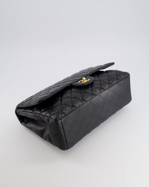Chanel Black Maxi Single Flap Bag in Black Lambskin Leather with Gold Hardware