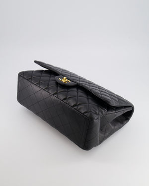 Chanel Black Maxi Single Flap Bag in Black Lambskin Leather with Gold Hardware
