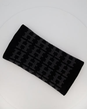 Hermès Black and Grey Cashmere Scarf With H Logo 45cm x 170cm