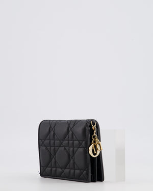 Christian Dior Black Cannage Quilted Wallet with Gold Hardware