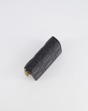 Christian Dior Black Cannage Quilted Wallet with Gold Hardware