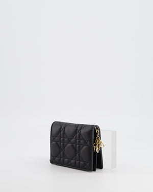 Christian Dior Black Cannage Quilted Wallet with Gold Hardware