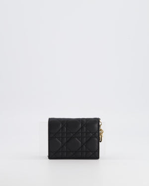 Christian Dior Black Cannage Quilted Wallet with Gold Hardware