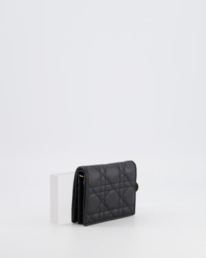 Christian Dior Black Cannage Quilted Wallet with Gold Hardware