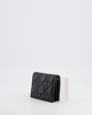 Christian Dior Black Cannage Quilted Wallet with Gold Hardware