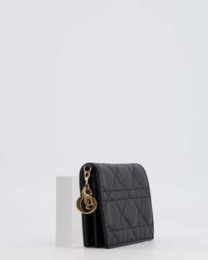 Christian Dior Black Cannage Quilted Wallet with Gold Hardware
