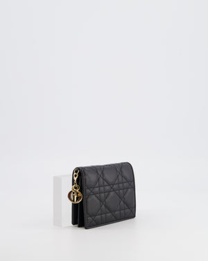 Christian Dior Black Cannage Quilted Wallet with Gold Hardware