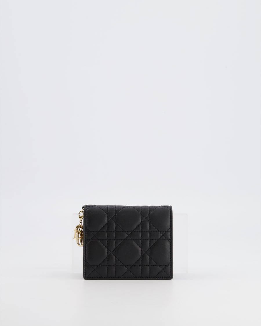 Christian Dior Black Cannage Quilted Wallet with Gold Hardware