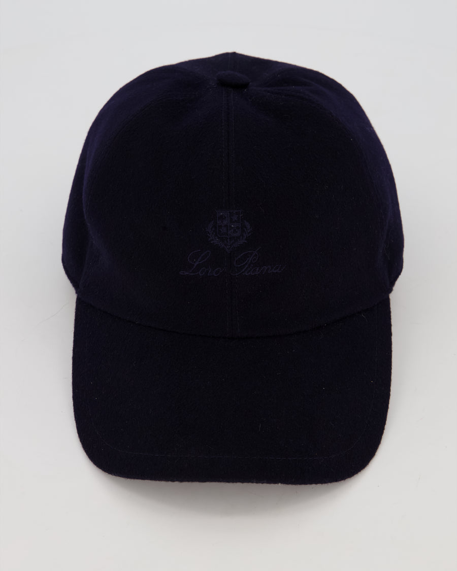 Loro Piana Navy Cashmere Baseball Cap Size XL