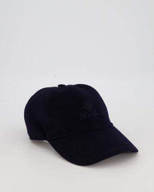 Loro Piana Navy Cashmere Baseball Cap Size XL