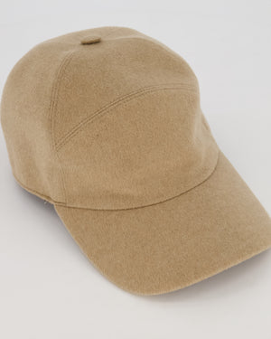 Loro Piana Beige Baseball Cashmere Cap With Plaque Logo Size XL