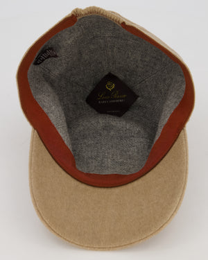 Loro Piana Beige Baseball Cashmere Cap With Plaque Logo Size XL