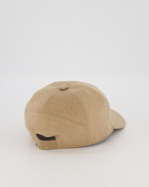 Loro Piana Beige Baseball Cashmere Cap With Plaque Logo Size XL