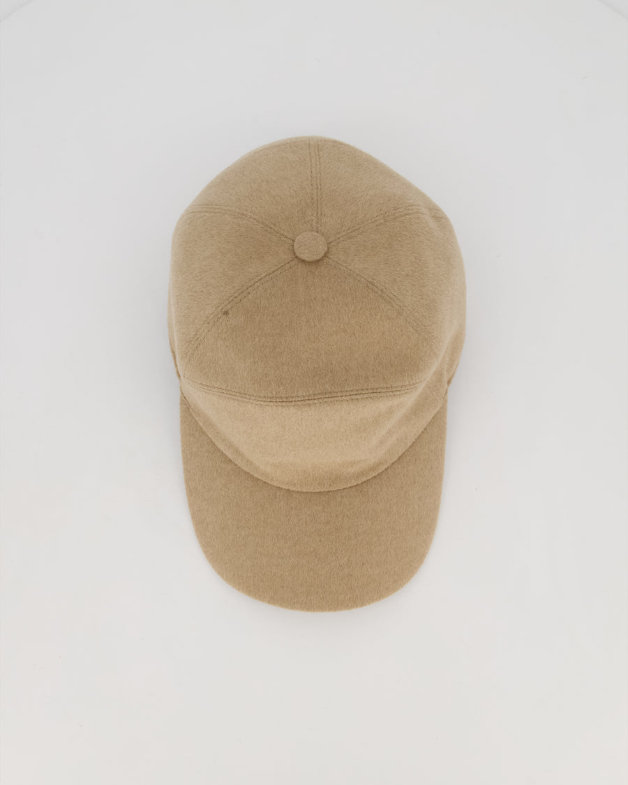 Loro Piana Beige Baseball Cashmere Cap With Plaque Logo Size XL