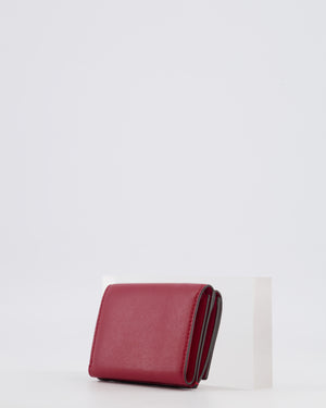 Fendi Red "Bag Bugs" Trifold Leather Wallet with Gold Hardware