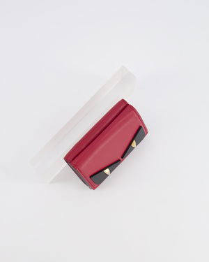 Fendi Red "Bag Bugs" Trifold Leather Wallet with Gold Hardware