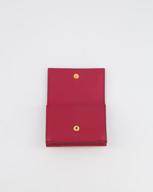 Fendi Red "Bag Bugs" Trifold Leather Wallet with Gold Hardware