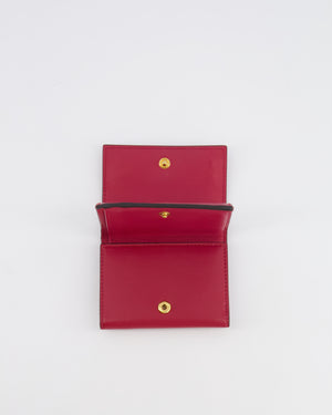 Fendi Red "Bag Bugs" Trifold Leather Wallet with Gold Hardware
