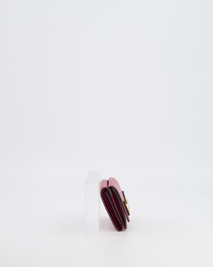 Fendi Red "Bag Bugs" Trifold Leather Wallet with Gold Hardware