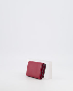 Fendi Red "Bag Bugs" Trifold Leather Wallet with Gold Hardware