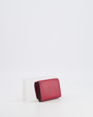 Fendi Red "Bag Bugs" Trifold Leather Wallet with Gold Hardware