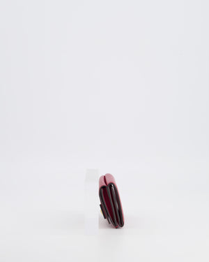 Fendi Red "Bag Bugs" Trifold Leather Wallet with Gold Hardware