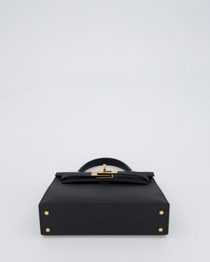Hermès Mini Kelly II Bag in Noir Epsom Leather with Gold Hardware
