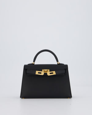 Hermès Mini Kelly II Bag in Noir Epsom Leather with Gold Hardware