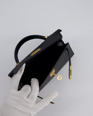 Hermès Mini Kelly II Bag in Noir Epsom Leather with Gold Hardware