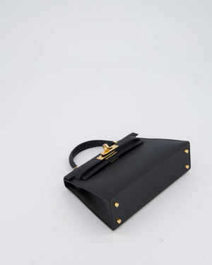 Hermès Mini Kelly II Bag in Noir Epsom Leather with Gold Hardware