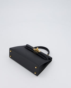 Hermès Mini Kelly II Bag in Noir Epsom Leather with Gold Hardware