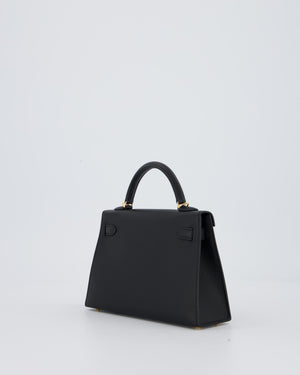 Hermès Mini Kelly II Bag in Noir Epsom Leather with Gold Hardware
