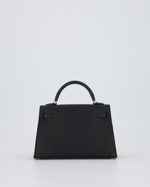 Hermès Mini Kelly II Bag in Noir Epsom Leather with Gold Hardware
