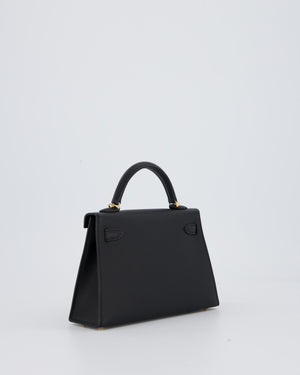 Hermès Mini Kelly II Bag in Noir Epsom Leather with Gold Hardware