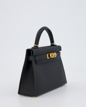 Hermès Mini Kelly II Bag in Noir Epsom Leather with Gold Hardware