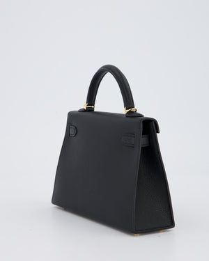 Hermès Mini Kelly II Bag in Noir Epsom Leather with Gold Hardware