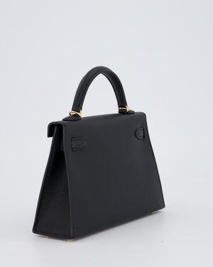 Hermès Mini Kelly II Bag in Noir Epsom Leather with Gold Hardware
