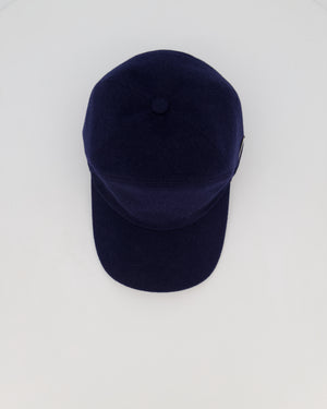 Loro Piana Navy Cashmere Cap With Plaque Logo Detail On The Side Size XXL