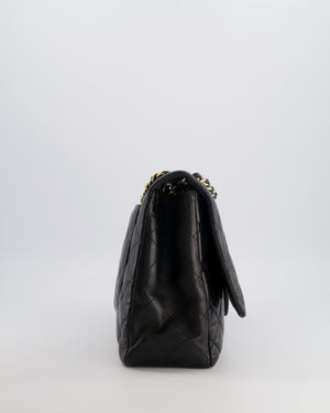 Chanel Black Maxi Single Flap Bag in Black Lambskin Leather with Gold Hardware