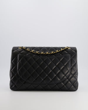 Chanel Black Maxi Single Flap Bag in Black Lambskin Leather with Gold Hardware