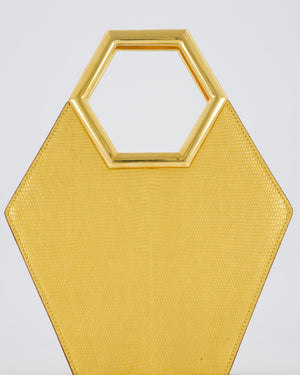 *SUPER RARE LIMITED EDITION* Cartier Gold Art Deco Style Hexagonal Evening Bag in Lizard with Gold Hardware
