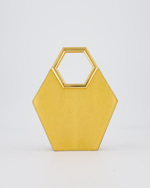 *SUPER RARE LIMITED EDITION* Cartier Gold Art Deco Style Hexagonal Evening Bag in Lizard with Gold Hardware