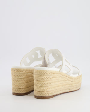 Hermès White Leather Ithea 30 Wedge Espadrilles Size EU 38 RRP £690