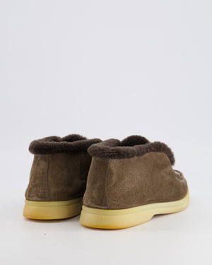 Loro Piana Brown Open Walk Ankle Boots in Suede with Fur Lining Size EU 38 RRP £2,200