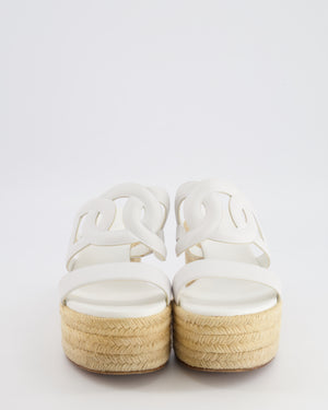 Hermès White Leather Ithea 30 Wedge Espadrilles Size EU 38 RRP £690